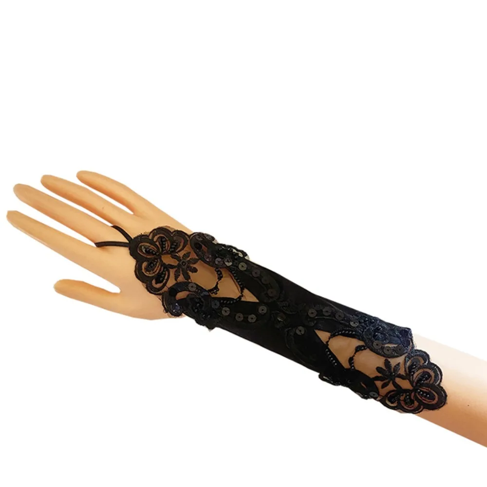 2024 فستان الحفلات قفازات برباط مثير الملابس والاكسسوارات فستان زفاف القفازات حجر الراين أنيقة واقية من الشمس قفازات سيدة