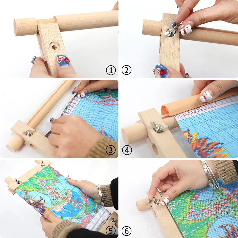 Adjustable Aluminum Alloy Press Cloth Rod Four Slot Sliding Bar For Cross Stitch