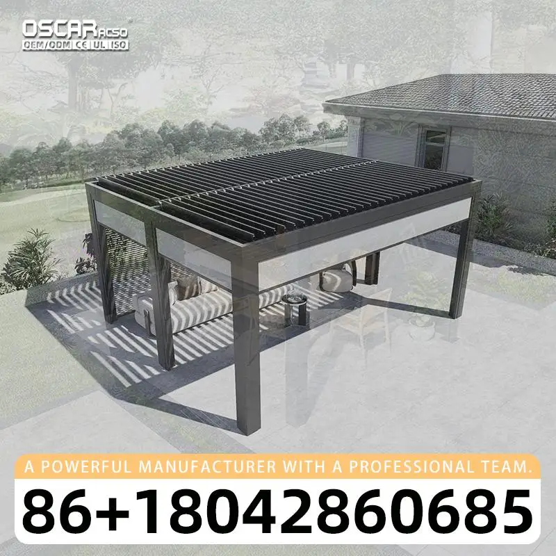 Modern Design Bioclimatic Waterproof Solution Outdoor Electric Pergola Awning Cover Aluminium Louvre Roof for Gardens Patios Bal