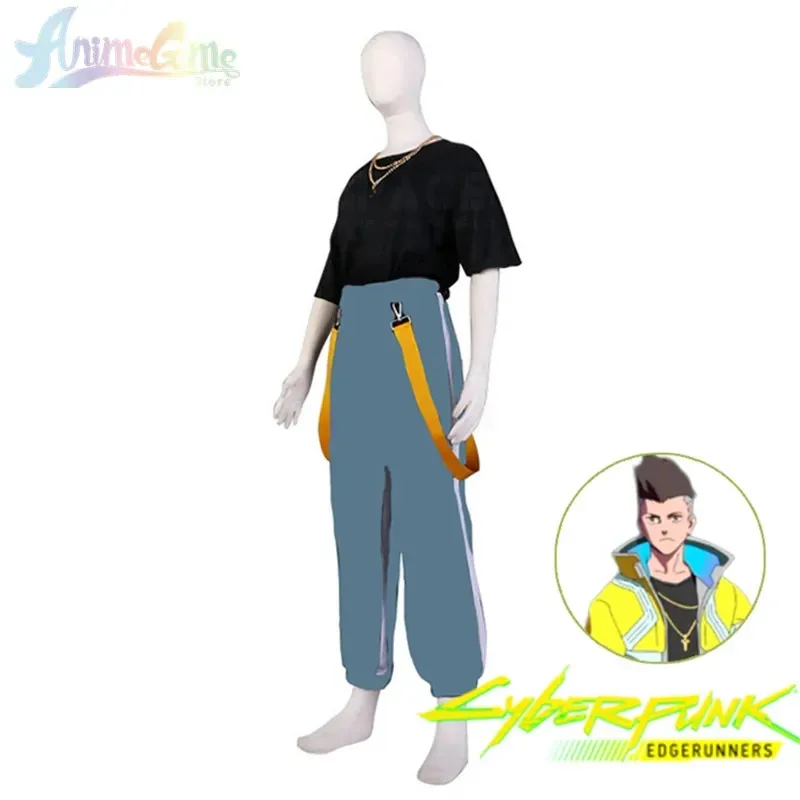 David Martinez Cosplay Cyberpunk Edgerunners Costume Cosplay Parrucca Colletto alla coreana Giacca con cappuccio Cappotto con cerniera Punk Halloween per uomo