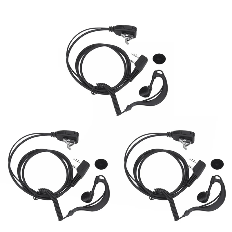 

3PCS 2 PIN PTT MIC Ear Hooks Walkie Talkie Earbud Earphone Earpiece For UV5R/KENWOOD/HYT