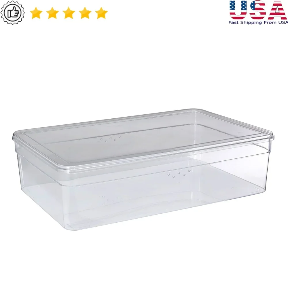 

Clear Plastic Boot Box with Lid Stackable Shoe Organizer Multipurpose Storage Container Adults Under Bed Closet Use