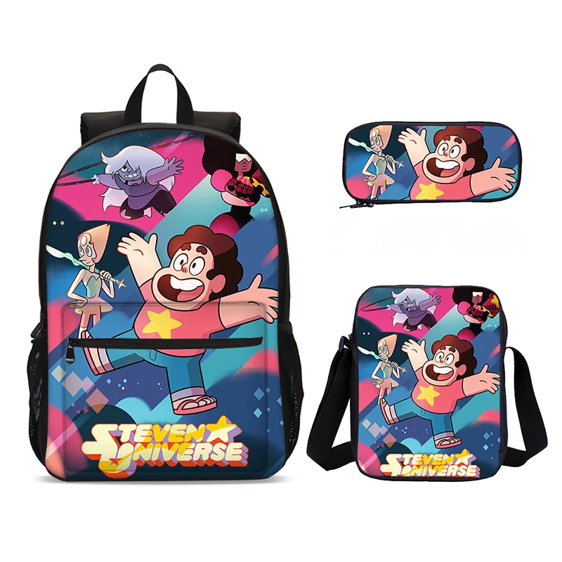 Steven Universes Child School Backpack 3pcs Set Shoulder Bags Pencil Case Book Bags for Boys Girls Best Gift 1-3pcs Set