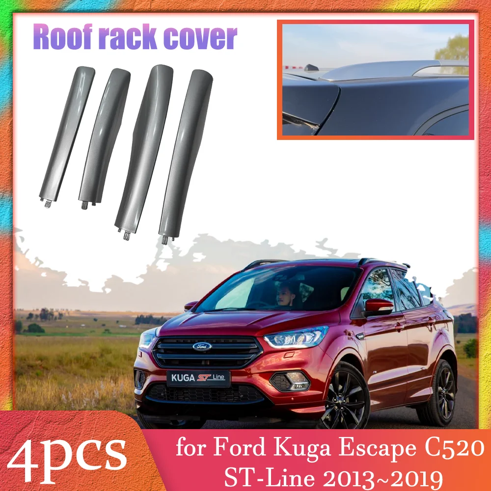 Car Roof Rack Cover for Ford Kuga Escape C520 ST-Line 2013~2019 ABS Luggage Bar Part Rail End Shell Cap Trim Shell Accessories