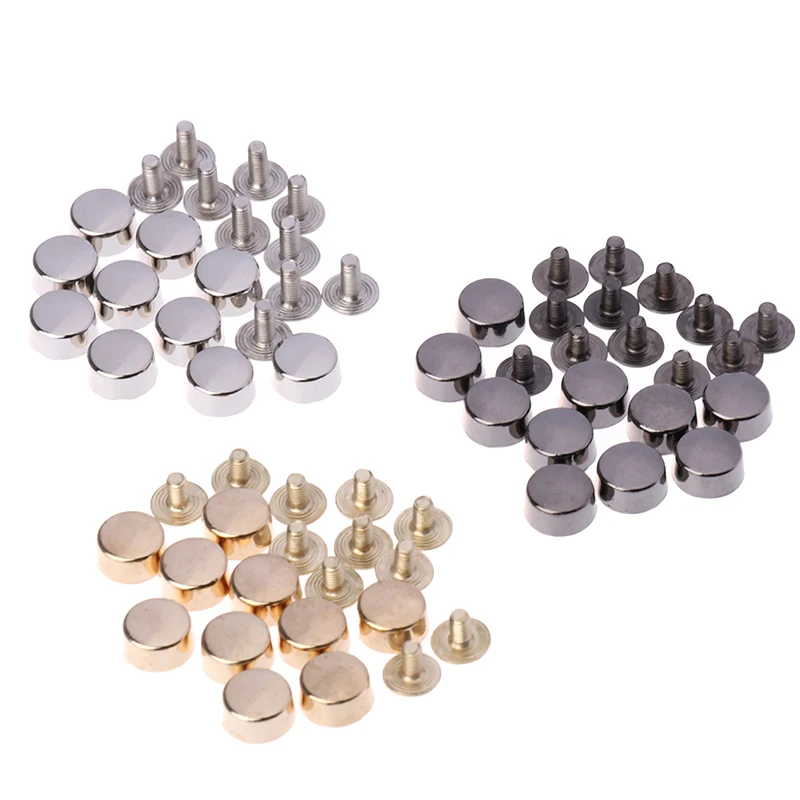 10Sets Brass Feet Screw Bag Bottom Studs DIY Leather Buttons Screw Wear Protection Rivets For Bag Decor Accessories