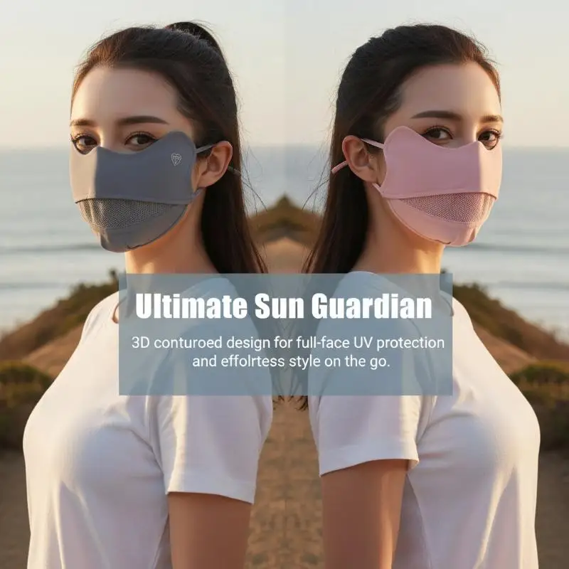 Sunscreen Mask Solid Color Breathable Face Mask UV Protection Quick Dry for Outdoor Cycling and Hiking