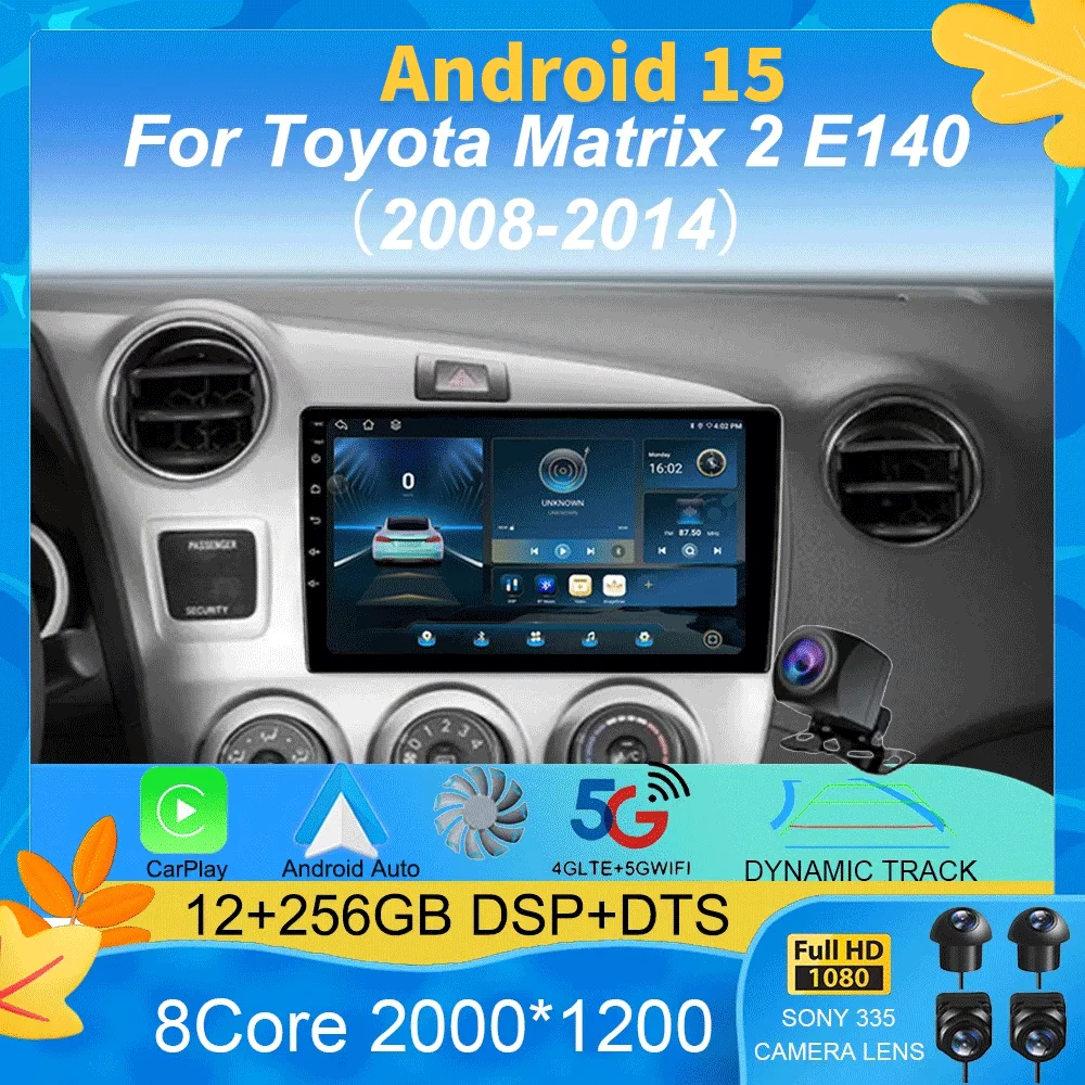 

Android 15 For Toyota Matrix 2 E140 2008 - 2014 Radio Stereo Wireless Carplay Multimedia Player GPS Navigation QLED Screen Touch