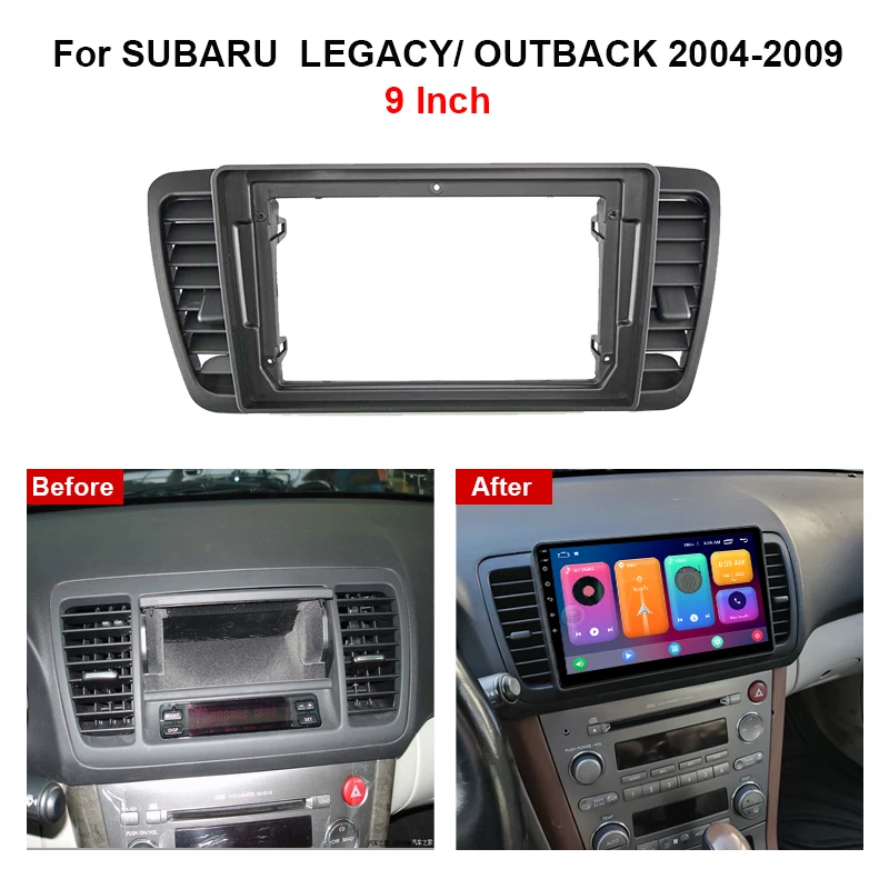 MAMSM For SUBARU LEGACY OUTBACK 2004-2009 9 inch Android GPS Mp5 Fascia Bezel Plate Trim Car Radio Frame Panel Cables Harness