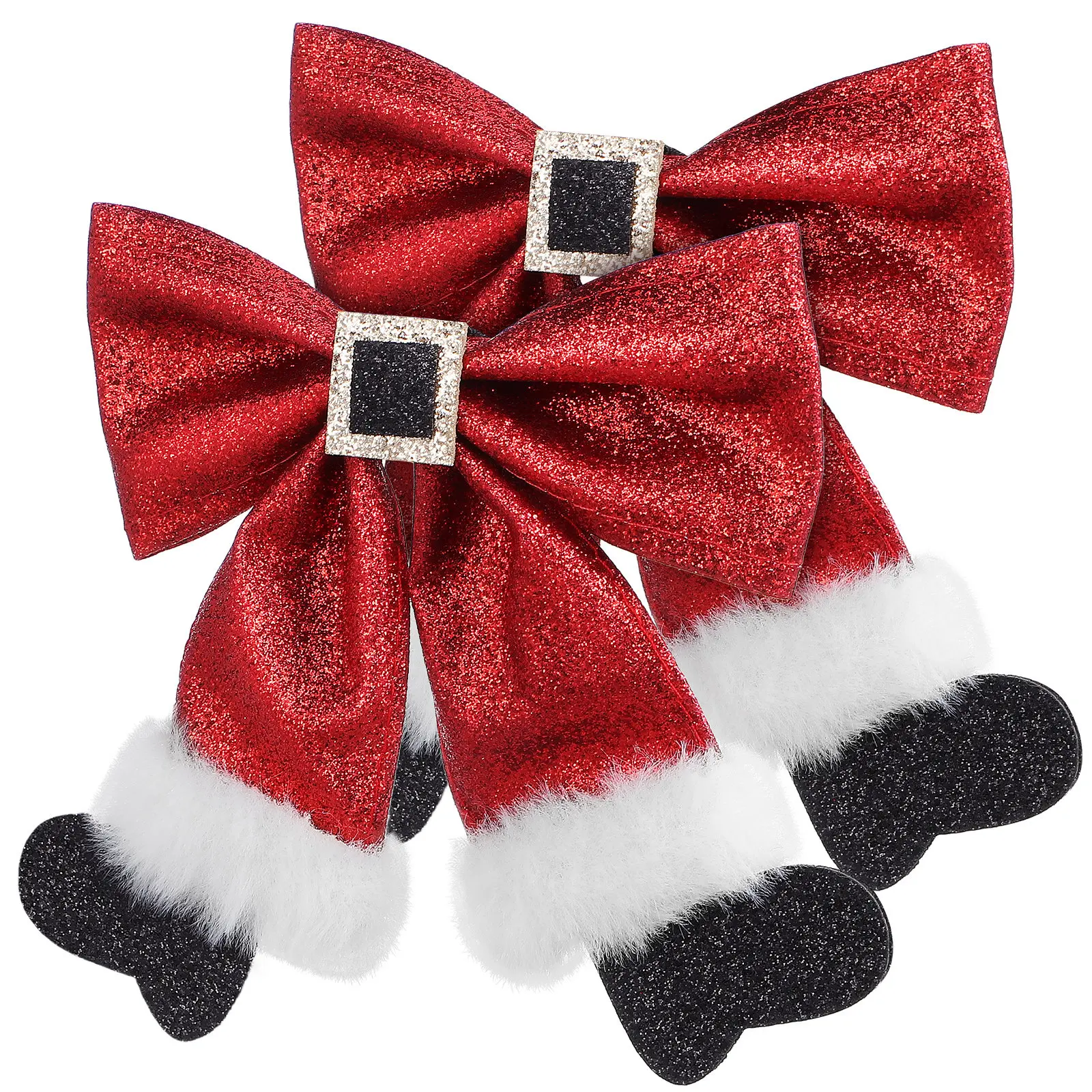 

2 шт. Рождественские заколки для волос с красными блестящими бантиками, заколки-крокодилы, праздничные аксессуары для волос, милые рождественские заколки для женщин