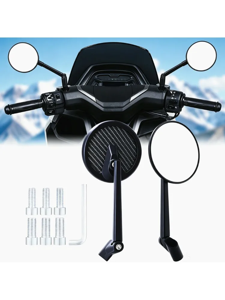 AliExpress NONE Motorcycle 8mm 10mm Handlebar Rearview Mirror Universal Round Side Mirror Carbon Fiber Rear view Bobber Touring Dirt bike