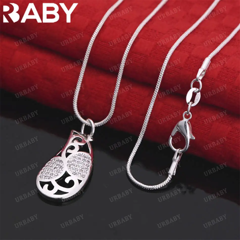 

URBABY 40-75cm 925 Sterling Silver Zircon Pendant Necklace For Women Men Charm Trend Birthday Gifts Fashion Party