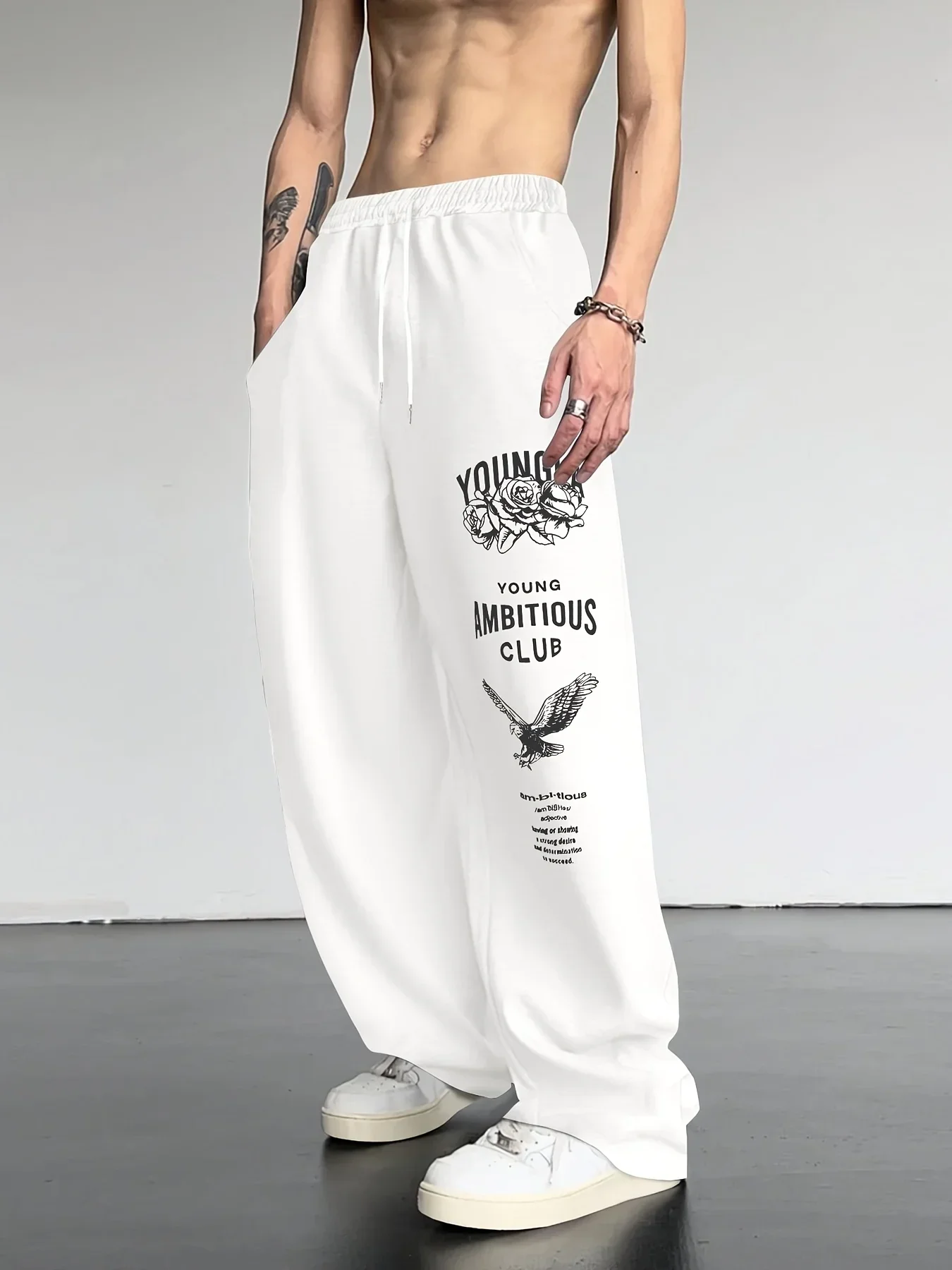Pant Men 2026 Casual Spring/Autumn Straight-Leg Sweatpants Wide-Leg Elastic Waist Sportswear Pants Men's Clothing