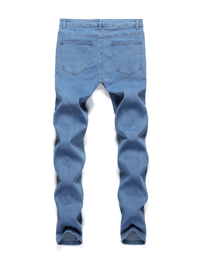 Pantaloni in denim di lavaggio solido classico europeo americano di moda 2023 di alta qualità Pantaloni elasticizzati da uomo casual Jeans skinny blu da uomo