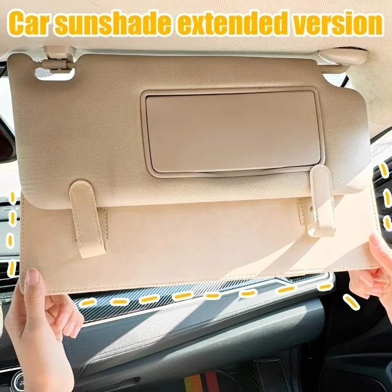 Car Sun Visor Extension Panel Lightweight Suede Anti Glare Shade Protection Cover No Visual Blocking Sun Visor Plate Extender