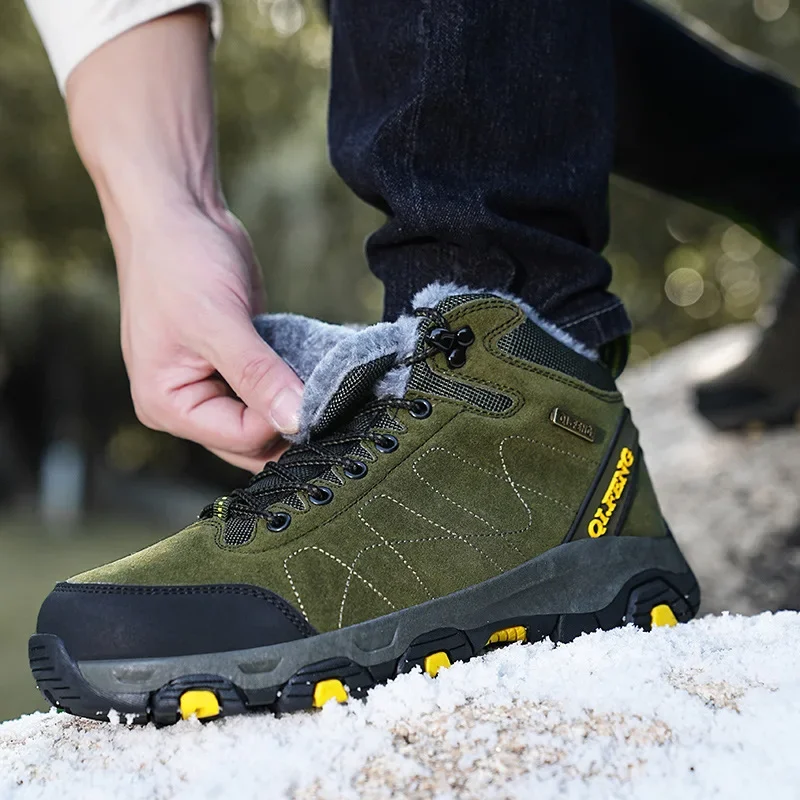 Waterproof High-Top Hiking Shoes Men's 45 Winter Snow Boots 46+ Size Professional Sports Women's Outdoor Cotton Shoes