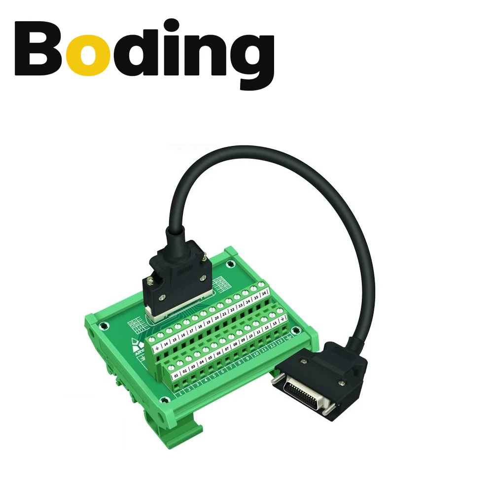 Boding Guide Rail Type Installation Terminal Board SCSI26 Servo Motor CN1 Terminal Board with Cable 0.5M 1M 1.5M 2M 3M 5M