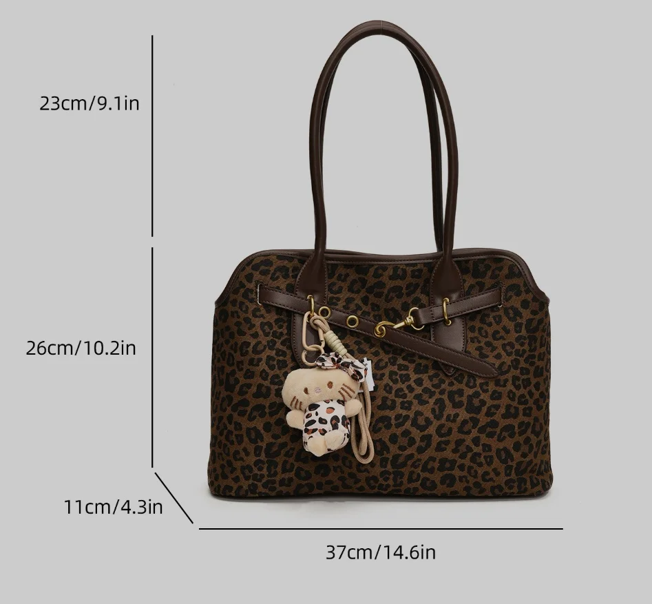 Moda feminina bolsa de grande capacidade leopardo impressão feminina sacola de viagem bolsa de ombro portátil saco de compras