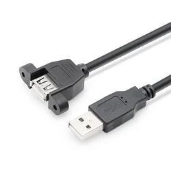 USB 2.0 Extension Cable Male To Female with Screw Panel Mount Foil+Braided Shielded 30cm 50cm 1m 2m 3m 5m