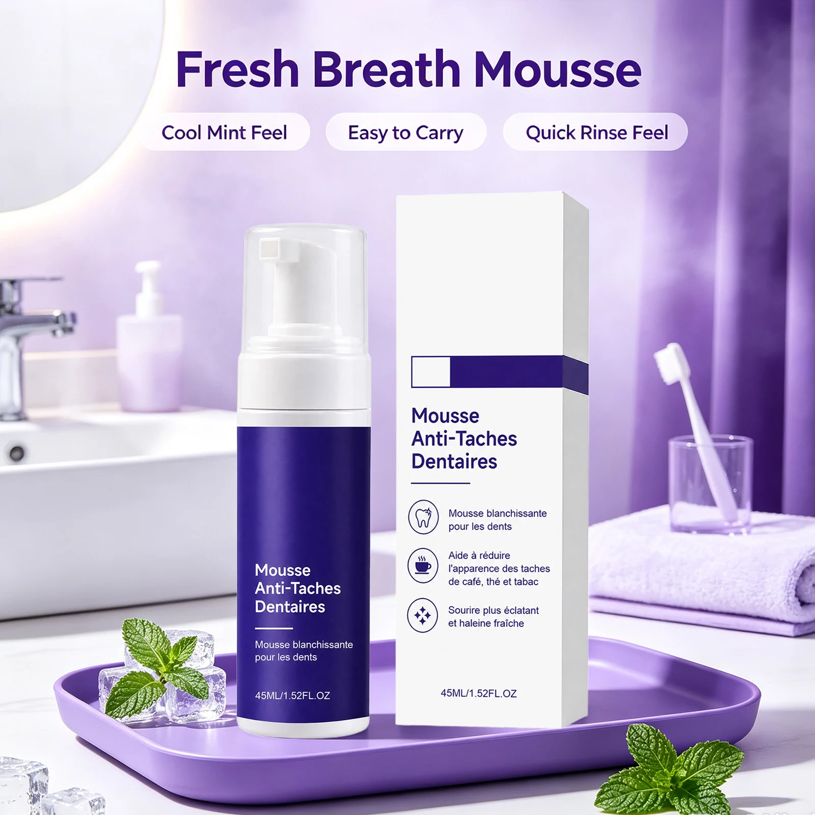 Fioletowa pianka do wybielania – Teeth Whitening Mousse recenzja i cena
