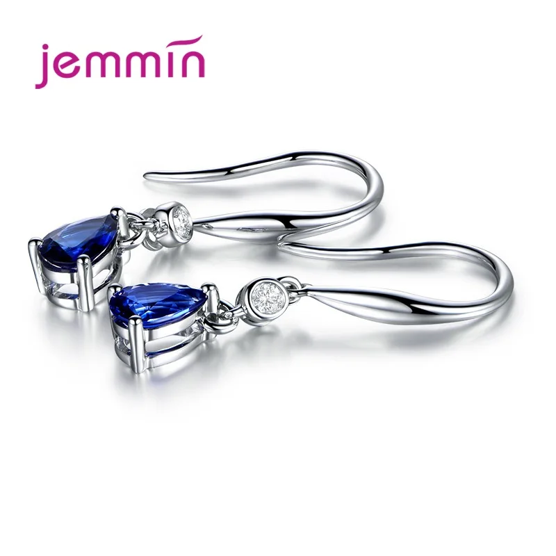 Exquisite 925 Sterling Silver Water Drop Cubic Zircon Drop Earrings for Women Girls Wedding Party Fashion Jewelry Gift Wholesale