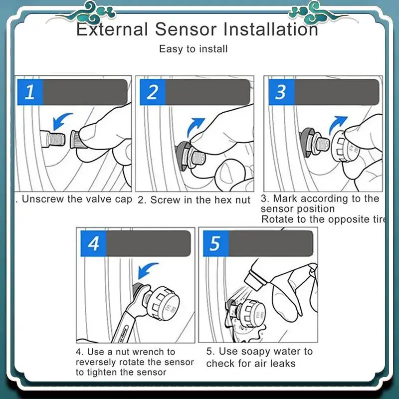 ABTU-دراجة نارية TPMS مراقبة ضغط الإطارات بالطاقة الشمسية في الوقت الحقيقي نظام مراقبة ضغط الإطارات مستشعر درجة الحرارة متين #6