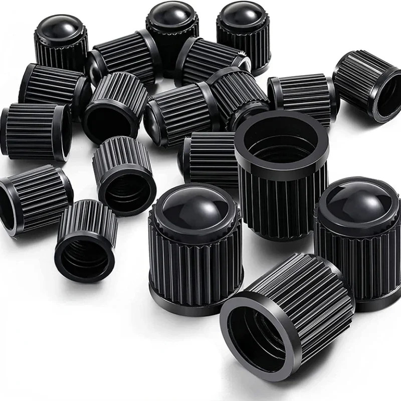 20/100Pcs Black Plastic Tubeless Tyre Dustproof Caps Car Tire Valve Rubber Ring Covers for Car Bicycle Trucks Tire Valve Caps