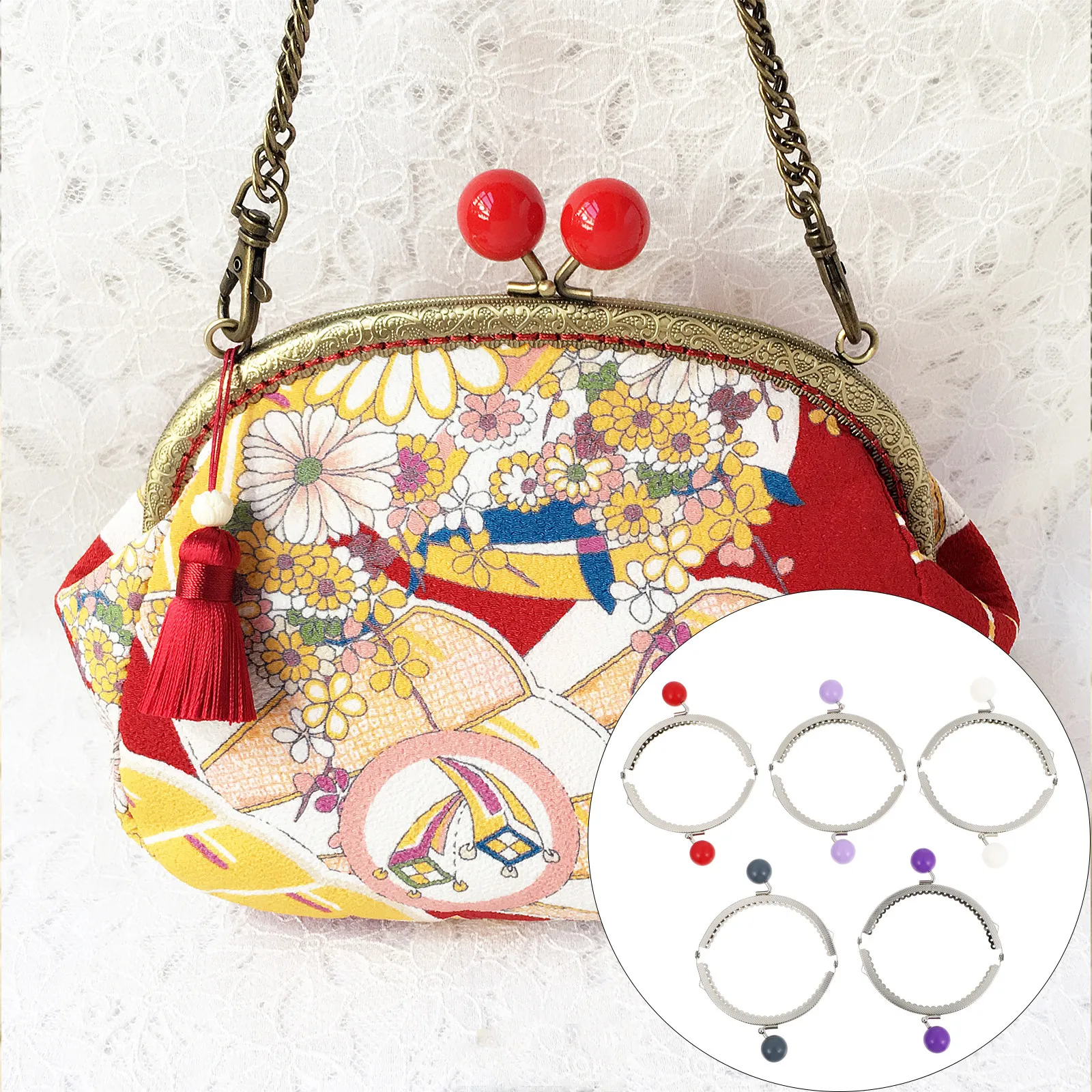 5Pcs 10.5cm Elegant Alloy Purse Frame Bag Lock for Hand Crocheted Vintage Coin Purses DIY Clutch Frame Purse Kiss Lock Metal