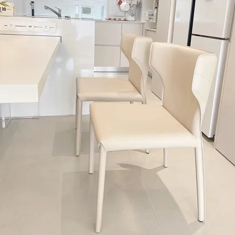 French Leather Dining Chairs Nordic Modern Minimalist Vintage Dining Chairs White Trendy Sillas Para Sala De Estar Furniture