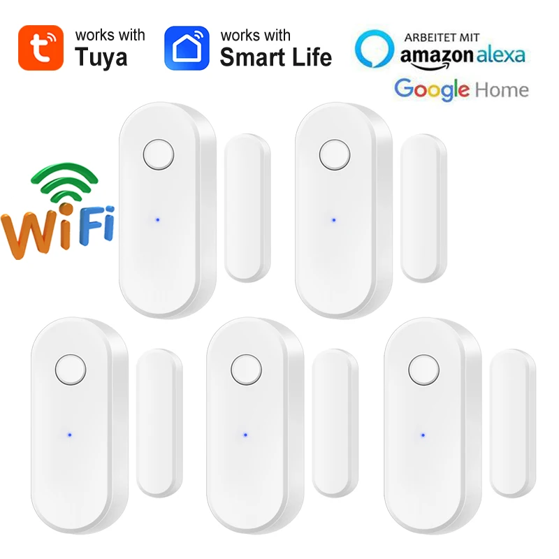 Smart Home Tuya WiFi Tür Sensor Öffnen Schließen Fenster Detektor Sicherheit Alarm Mit Alexa Google APP Fernbedienung Benachrichtigung