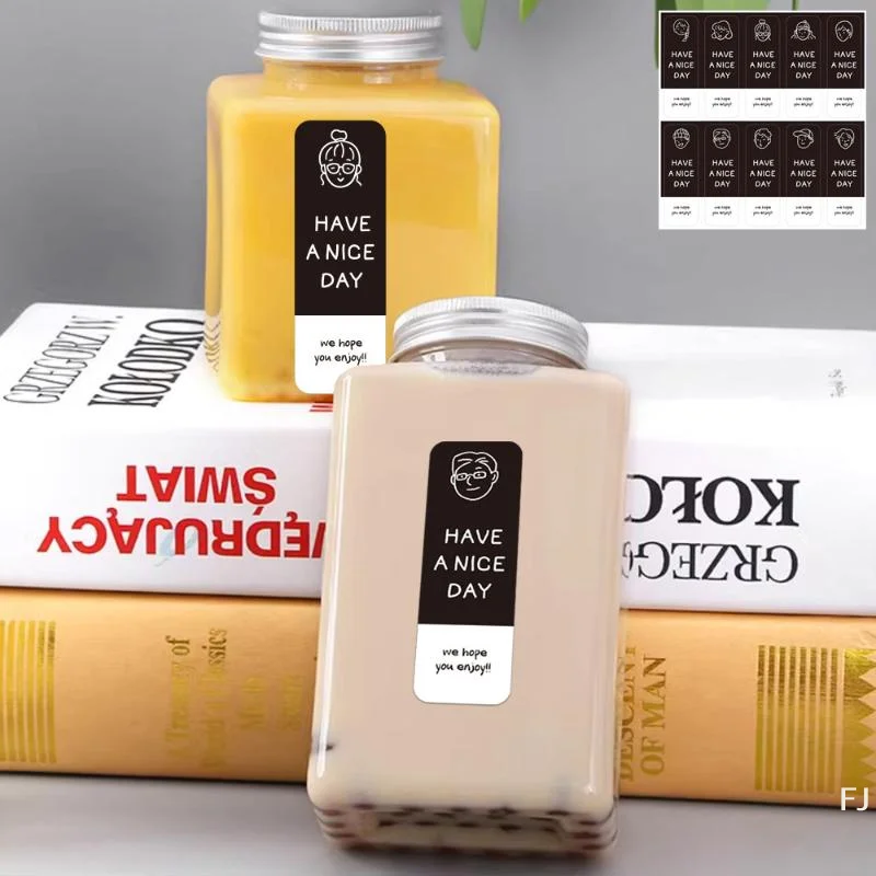 [YU]10sheets Have A Nice Day Thank You For Your Support Milk Tea Sticker Water Bottle Coffee Rectangle Seal Label Self-Adhesive