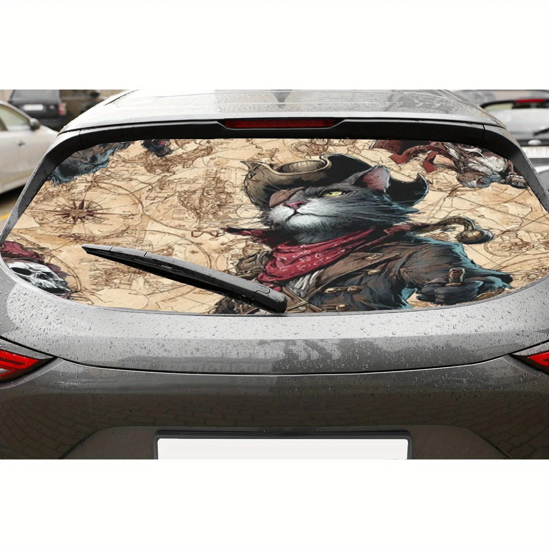 

Самоклеящаяся водонепроницаемая наклейка на заднее окно автомобиля из ПВХ «Пиратский кот», легко наклеивается, не падает, водонепроницаемая и легкая