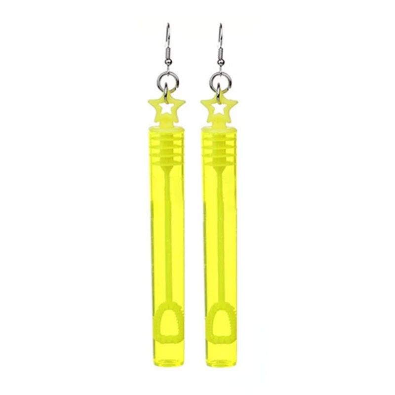 Bubble Blower Earrings Five-Pointed Star and Mini Test Tube Ear Pendants Decor