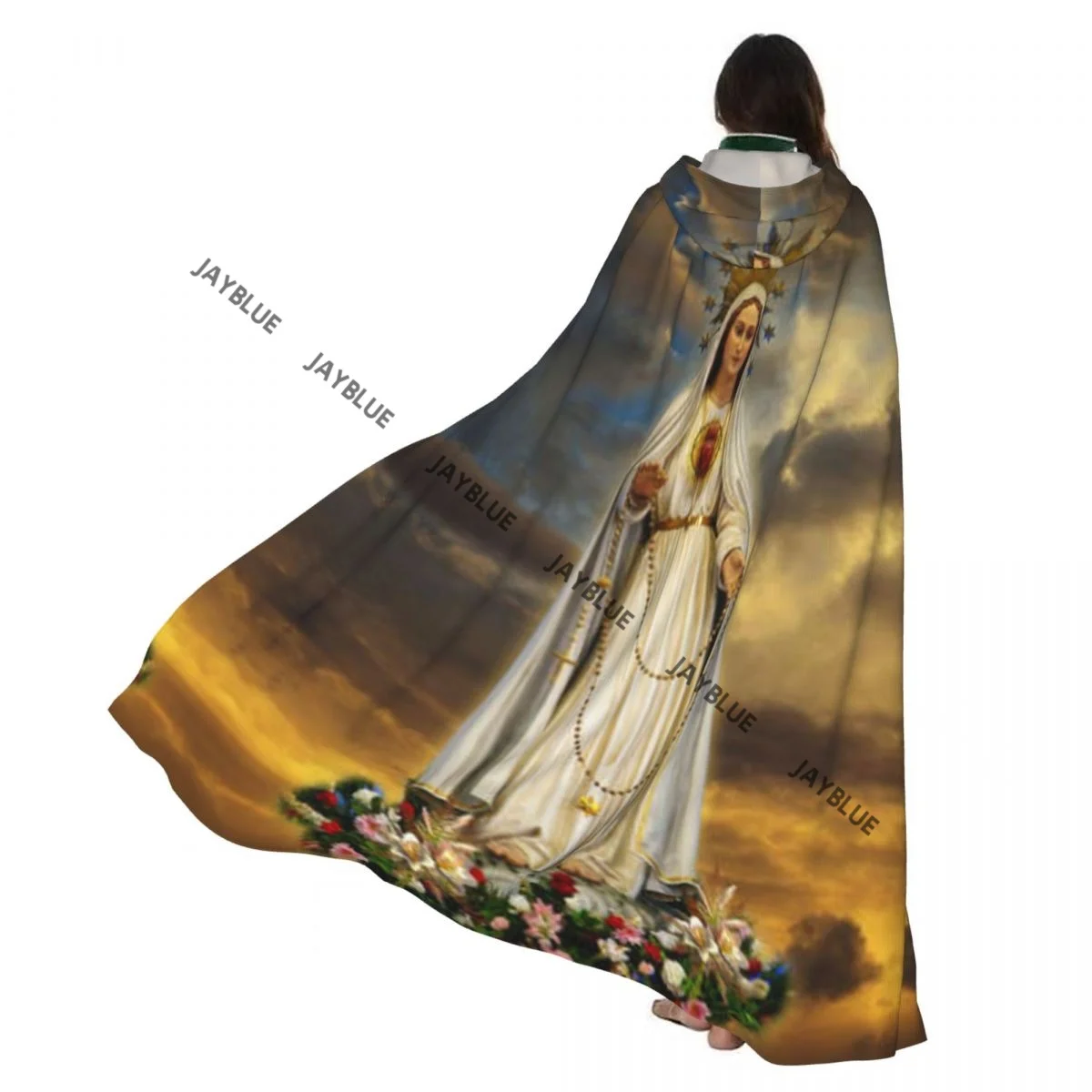 

Hooded Cloak Unisex Cloak with Hood The Statue Of Our Lady Of Fatima At Gwardamangia Malta Cloak Witch Cape Cosplay Costume