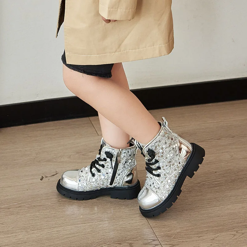 Princess Boots for Girls Autumn Winter New Style British Style Performance Dance Short Boots Fashion Side Zipper Elegant 26-36