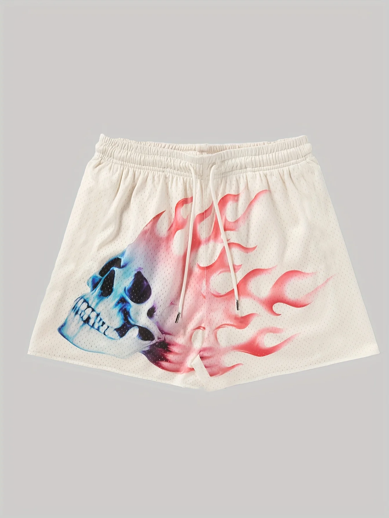 Summer Breathable Basketball Shorts Skull Flame Design Casual Athletic Running Training Gear Loose Unisex Basketball Short Moto