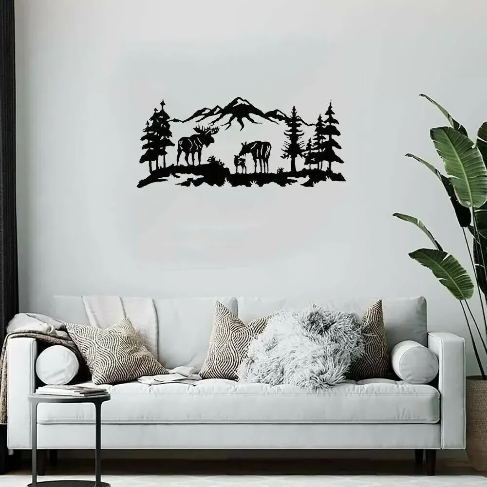 Home Essentials Metal Moose Art Nature Art,Metal Wall Art, Metal Tree Decor,Metal Wall Decor Iron Crafts Wall Sticker decoration