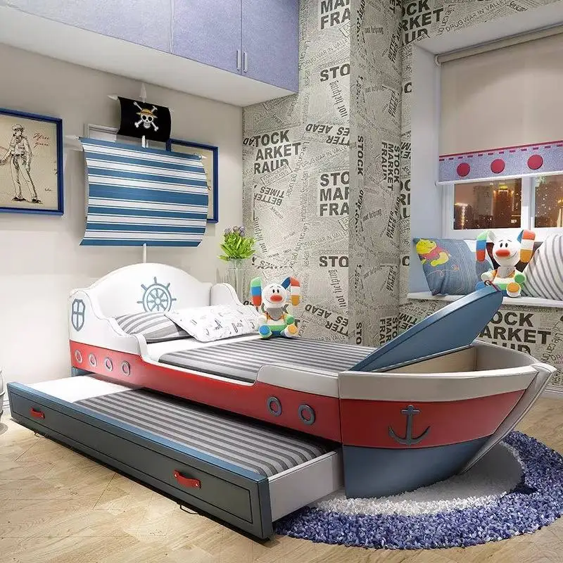 

Europe Decoration Kids Beds Frame Wooden Safety Single Modern Style Toddler Bed Boys Design Cama Infantil Furniture For Home
