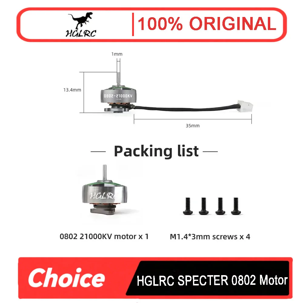 

4 шт. HGLRC SPECTER 0802 бесщеточные двигатели 21000KV-1S Lipo, реквизит 31/41 мм для FPV дронов Tinywhoop 65-75 мм