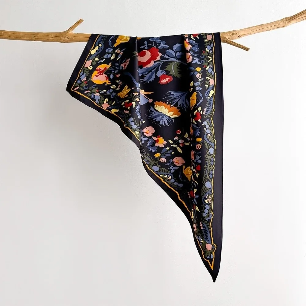 

Personality Imitation Silk Floral Triangle Scarf Floral Print Polyester Women's Necktie Elegant Polka Dot Belt Scarf Women