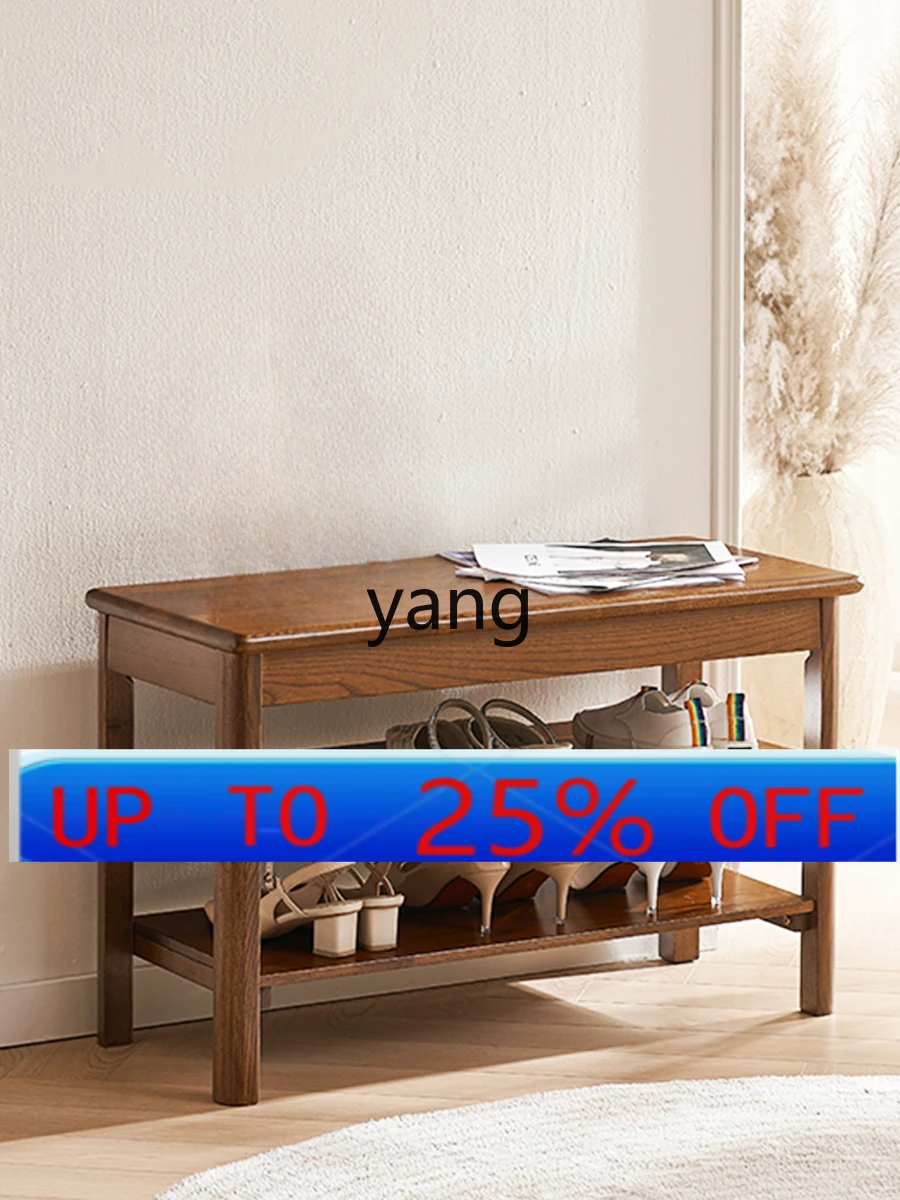 LH   all-solid wood shoe change stool, multi-layer shoe stool and shoe cabinet integrated at the door of the home
