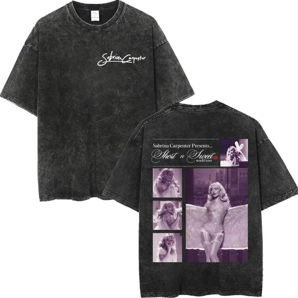 الرجعية غسلها سابرينا نجار ميرش تي شيرت 2025 الصيف عالية الجودة المألوف تي شيرت للرجال النساء عادية المتضخم تي شيرت #3