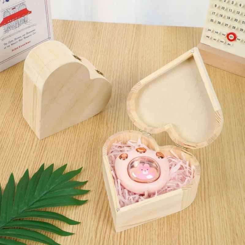 

1/2pcs Wooden Love-shaped Storage Box Jewelry Storage Box with Lid Creative Heart-shaped Packaging Box Flip-top Jewelry Box