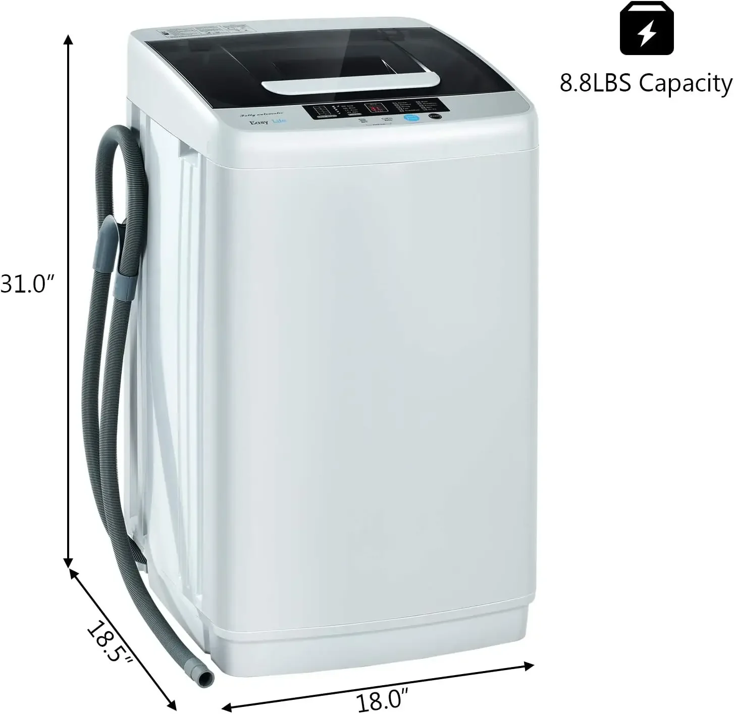 Portable Washing Machine, 2-in-1 Laundry Washer and Spin Combo with 10 Programs, 8.8lbs Capacity