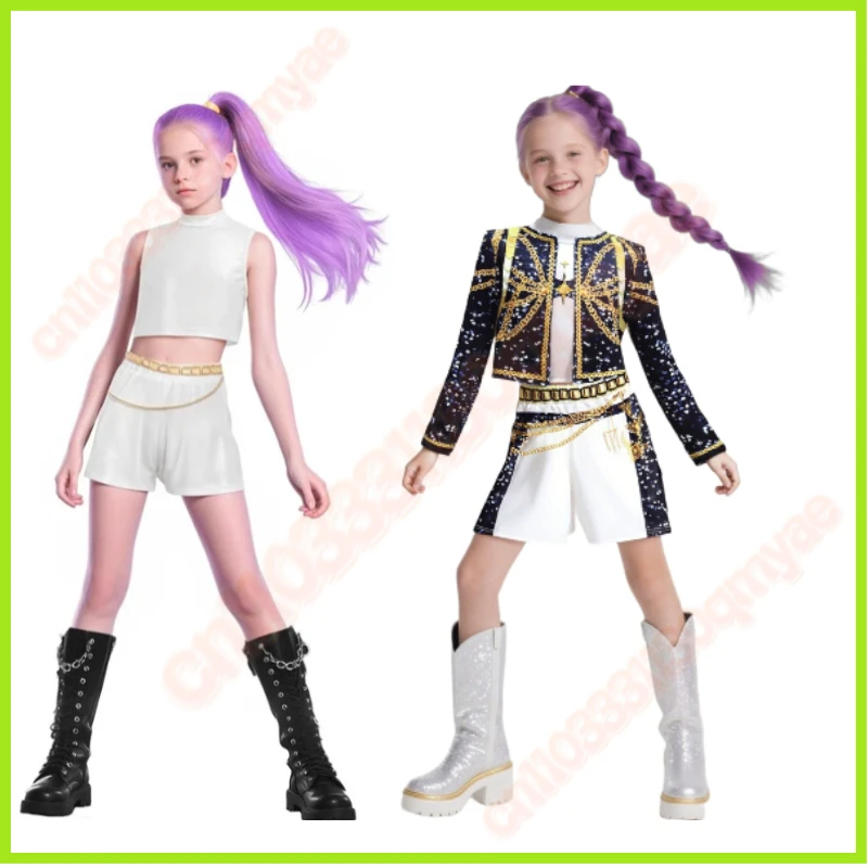 

K-Pop Demon Hunters Girls Kids Mira Rumi Zoey Cosplay Costume Full Set Movie Halloween Party Stage 3D Printed Role Play Clothes