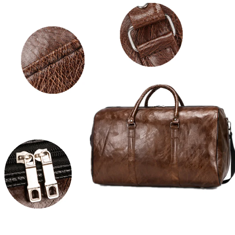 

Leather Travel Bag Large Duffle Independent Big Fitness Bags Handbag Bag Luggage Shoulder Bag Black Men Fashion Zipper Pu