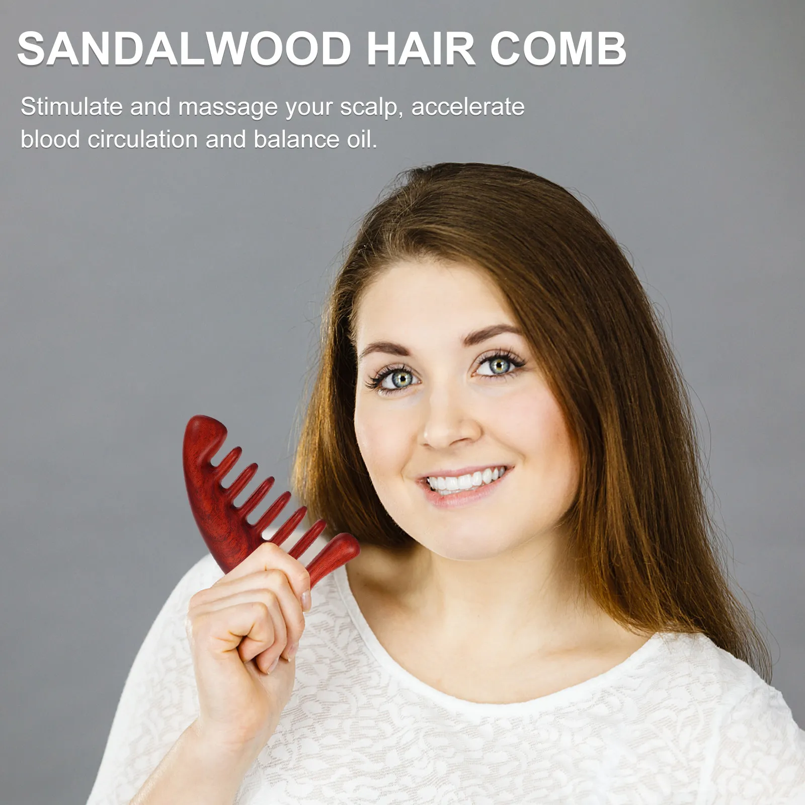

1Pcs Dark Red Sandalwood Comb Natural Anti-Static Massage Hair Care Tool Scalp Stimulating Blood Circulation Hair Relief Gift