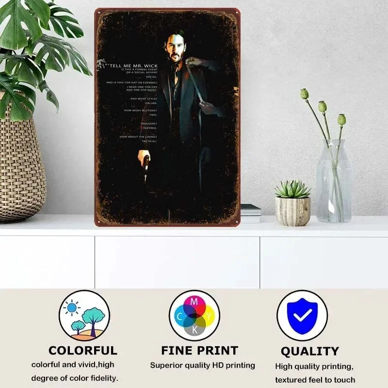 John Wick Home Decoration Accessories Retro Metal Sign Vintage Tin Signs for Office Coffee Bar Wall Decoration Room Decor Poster