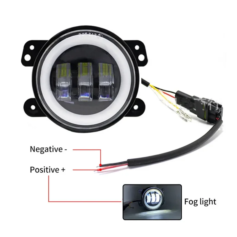 60W 4 Inch LED Fog Lights With White Halo Ring DRL Amber Turn Signal Lamp For Jeep Wrangler JK TJ LJ Dodge Chrysler image 5
