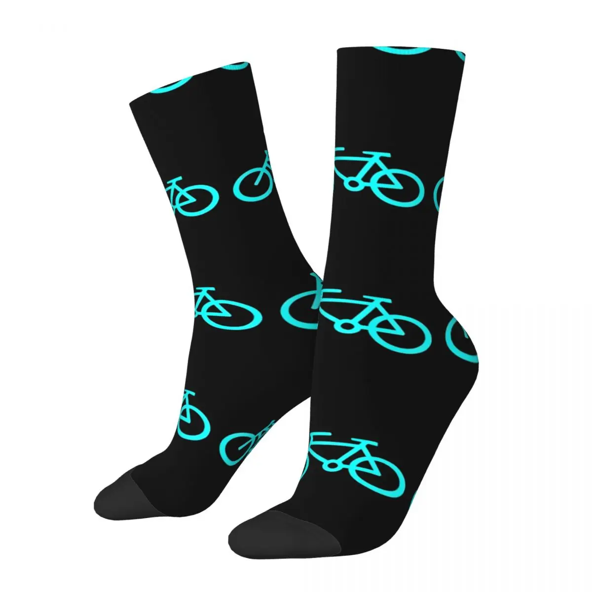 Funny Happy Sock for Men Bicycle Blue Harajuku Riding Quality Pattern Printed Crew Sock Novelty Gift