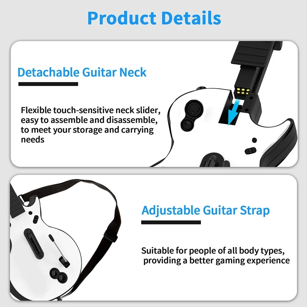 DOYO Wii Guitar Hero for Wii Controller Wireless, Guitar Hero Controller Compatible with Guitar Hero Wii and Rock Band 2 Games w